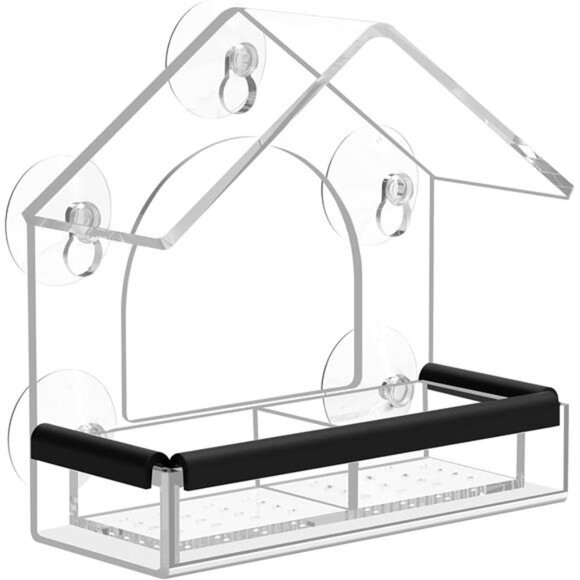 Clear Window Bird Feeder with 5 Extra Strong Suction Cups, Sturdy and Durable - Picture 1 of 7